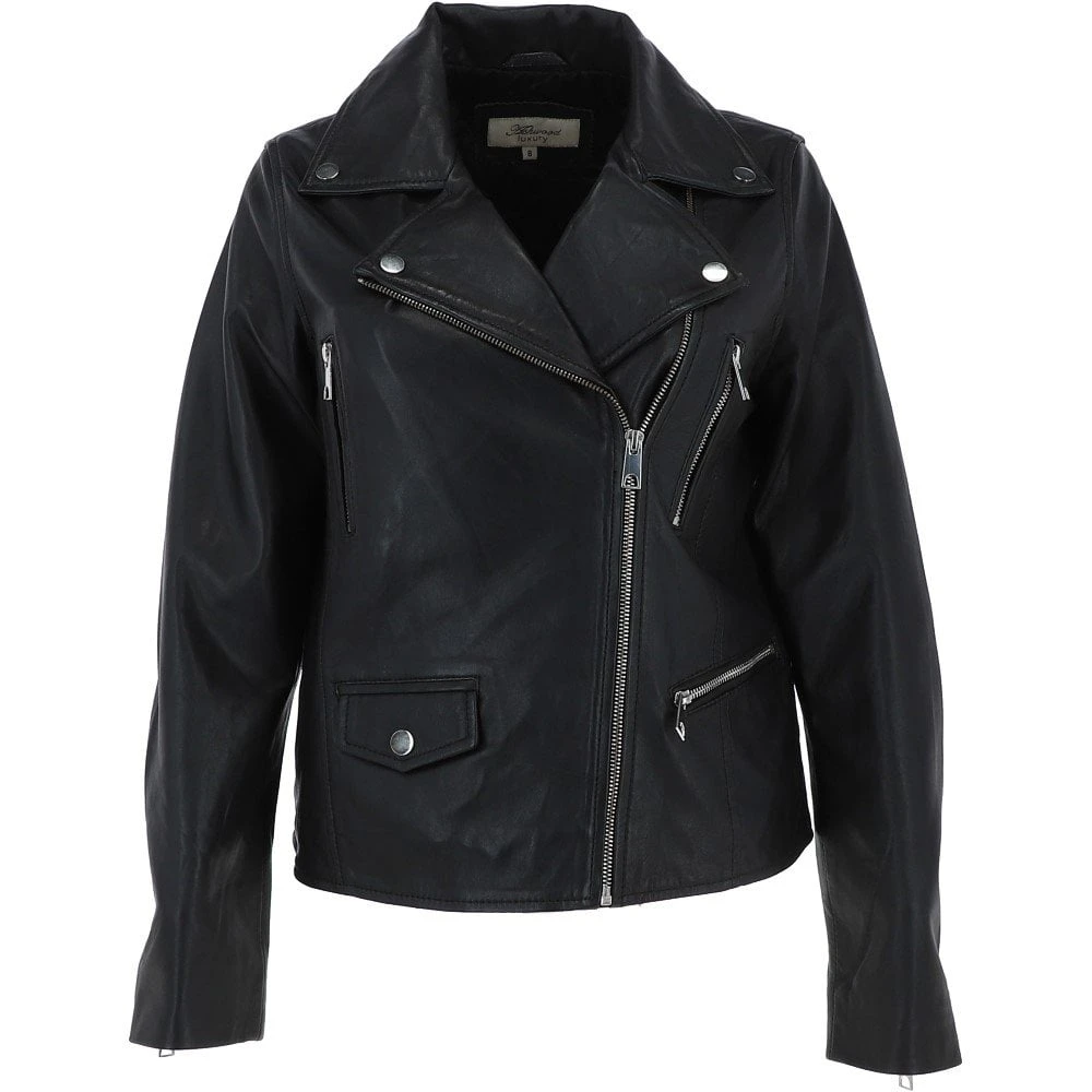 Leather Biker Jacket Black: Hackney