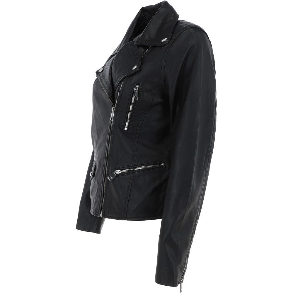 Leather Biker Jacket Black: Hackney - Image 3