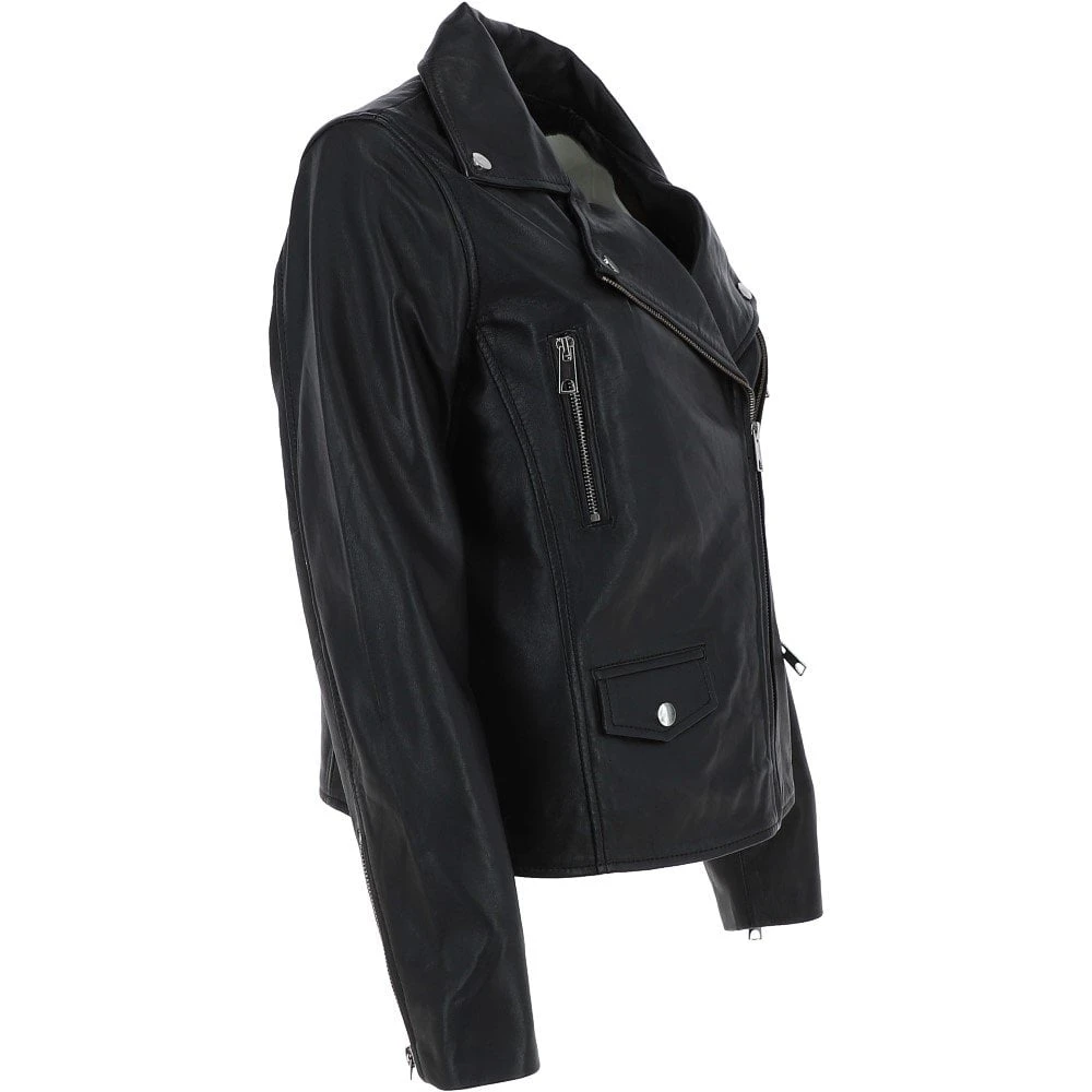 Leather Biker Jacket Black: Hackney - Image 5