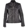 Leather Biker Jacket Black : Lillian