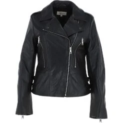 Leather Biker Jacket Black: Meghan