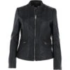 Leather Biker Jacket Black: Sheena