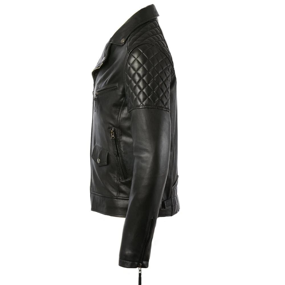 Leather Biker Jacket Black : Soltau - Image 3