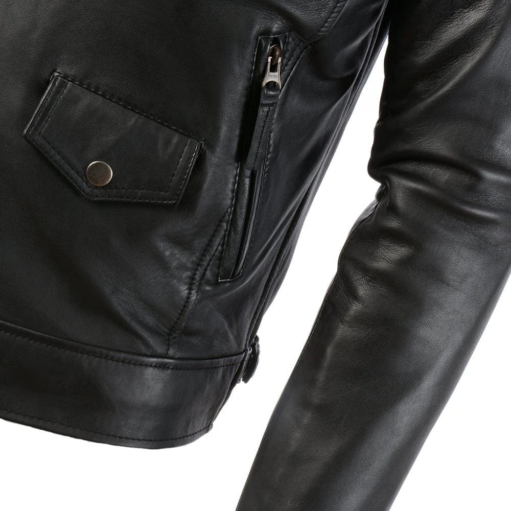 Leather Biker Jacket Black : Soltau - Image 5