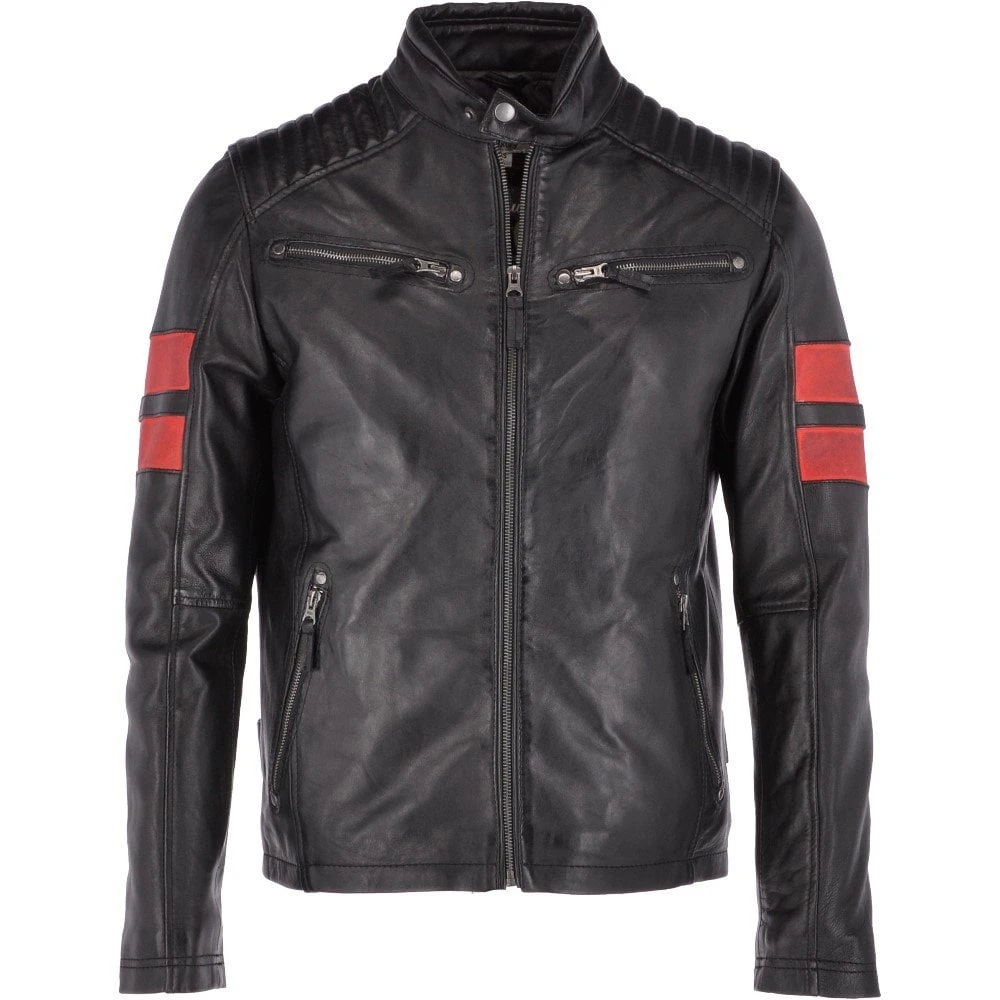 Leather Biker Jacket Black: Spartan