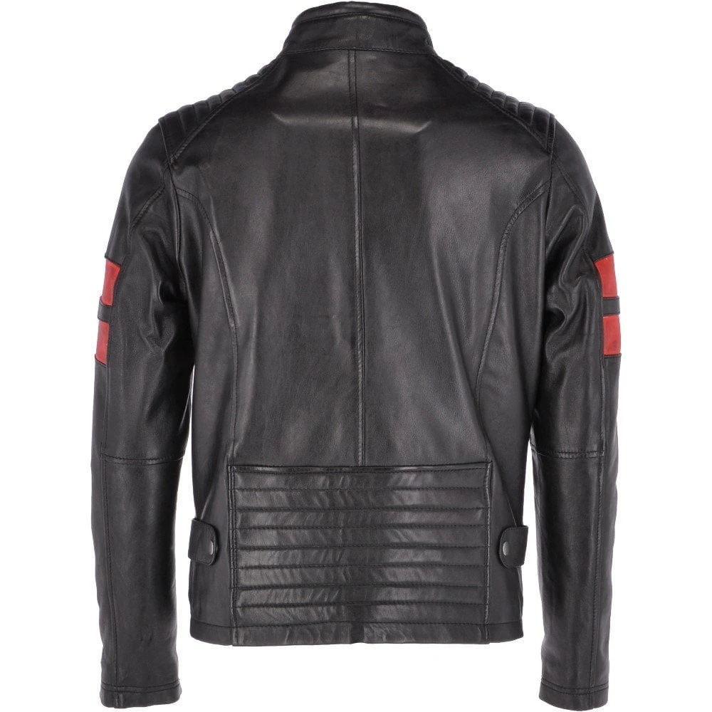 Leather Biker Jacket Black: Spartan - Image 4