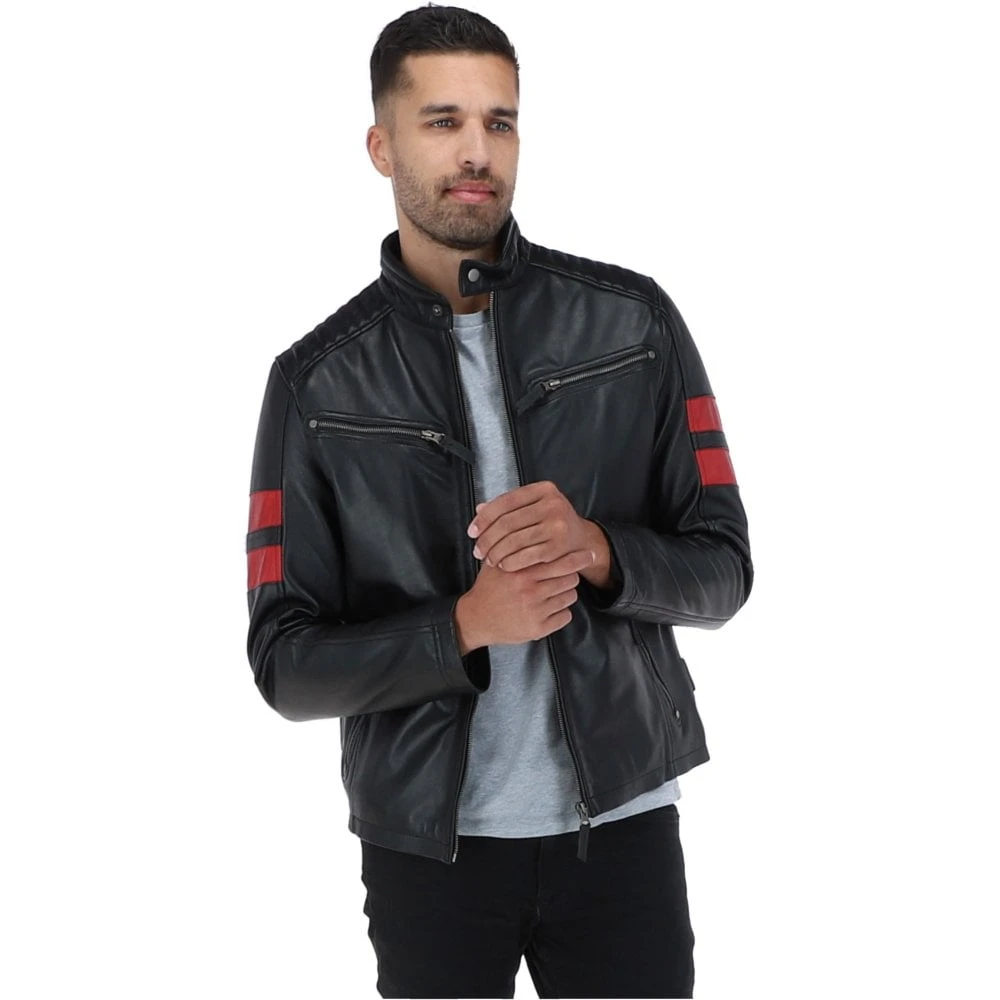 Leather Biker Jacket Black: Spartan - Image 2