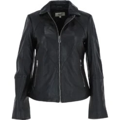 Leather Biker Jacket Black : Zoey