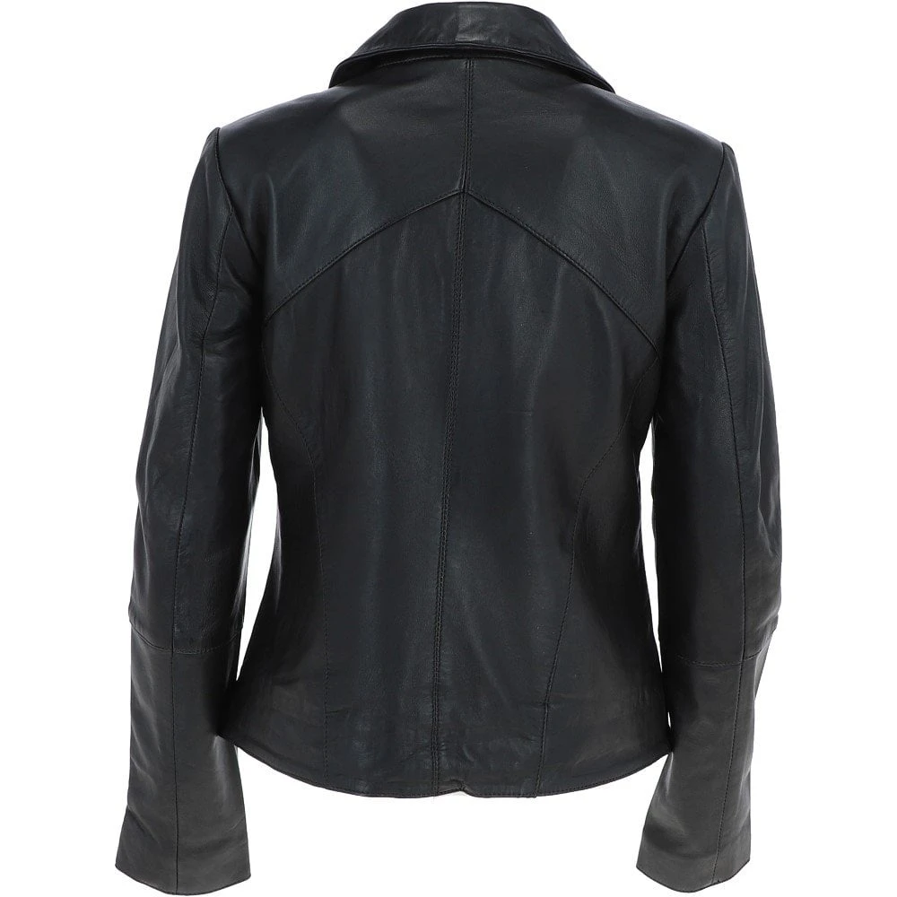 Leather Biker Jacket Black : Zoey - Image 3