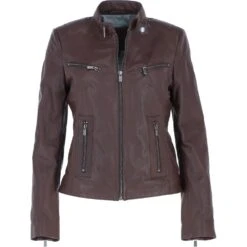 Leather Biker Jacket Bordeaux : Lola