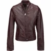 Leather Biker Jacket Burgundy : Essen