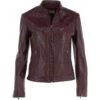 Leather Biker Jacket Burgundy : Lola