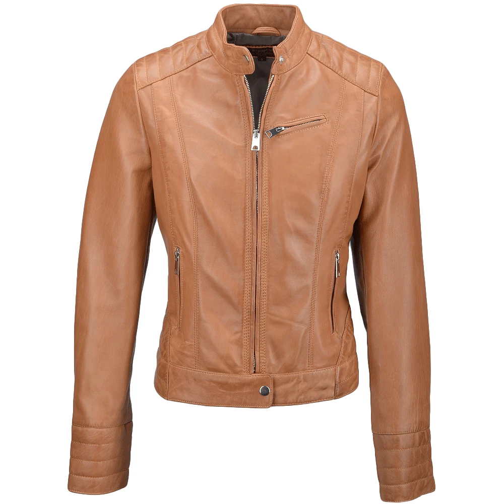 Leather Biker Jacket Cognac : Essen