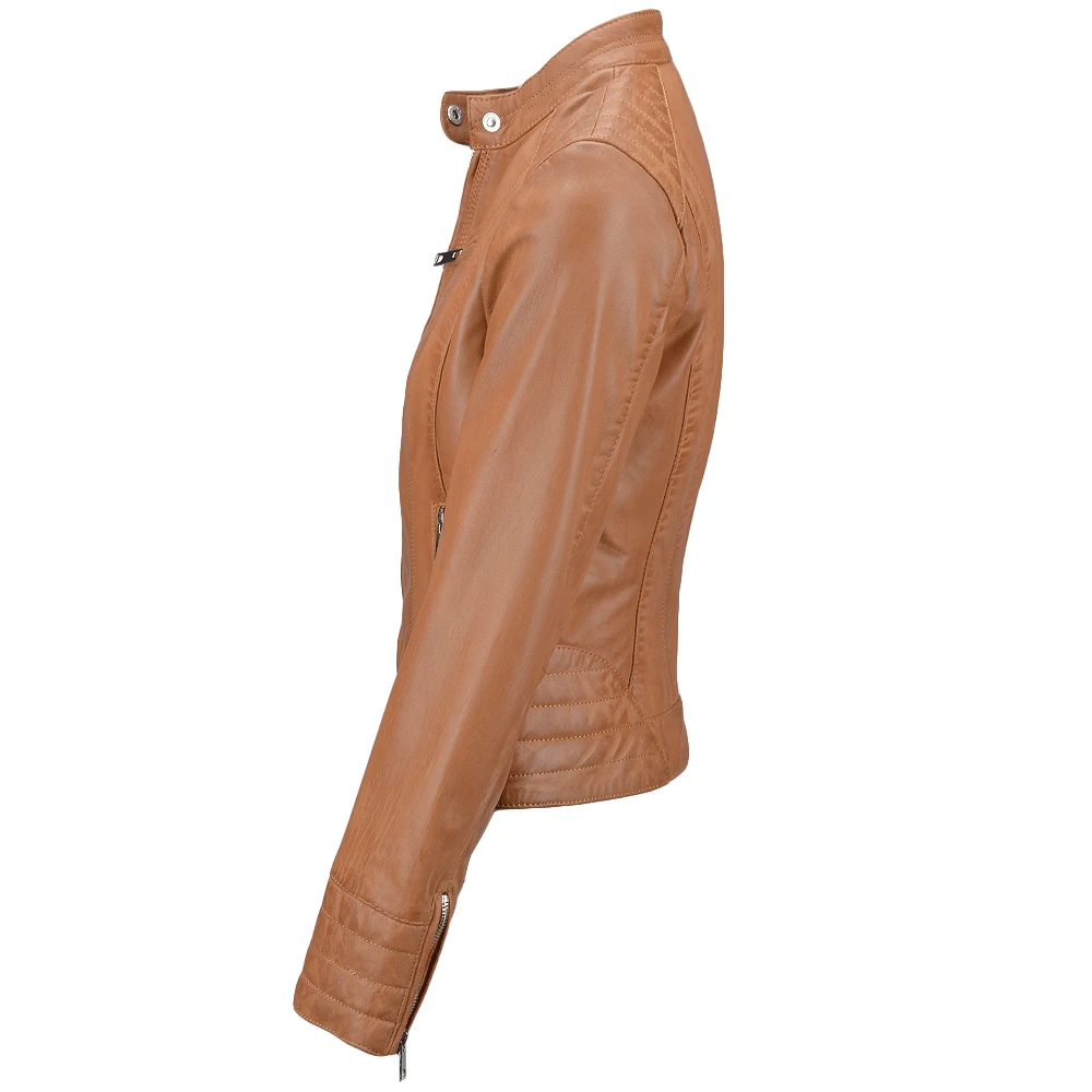 Leather Biker Jacket Cognac : Essen - Image 2
