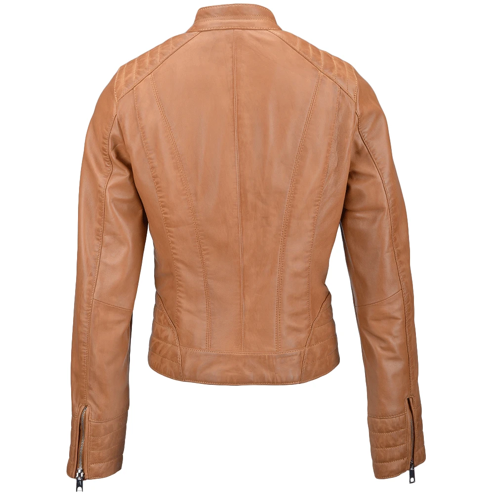 Leather Biker Jacket Cognac : Essen - Image 3