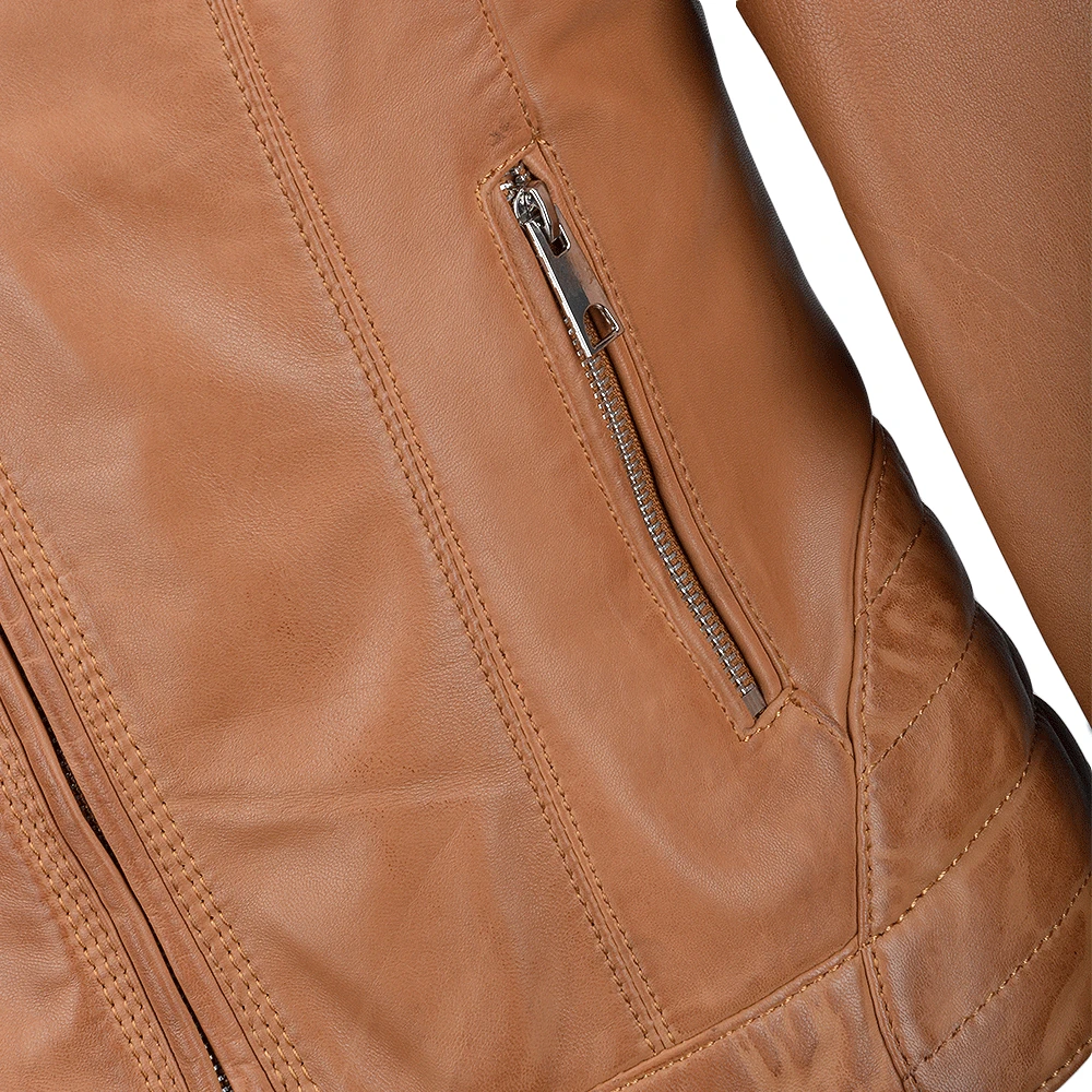 Leather Biker Jacket Cognac : Essen - Image 4