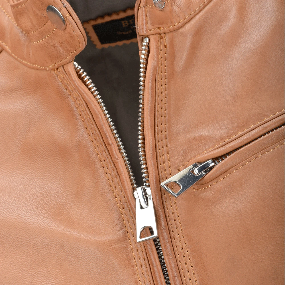 Leather Biker Jacket Cognac : Essen - Image 5
