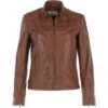 Leather Biker Jacket Cognac: Lola