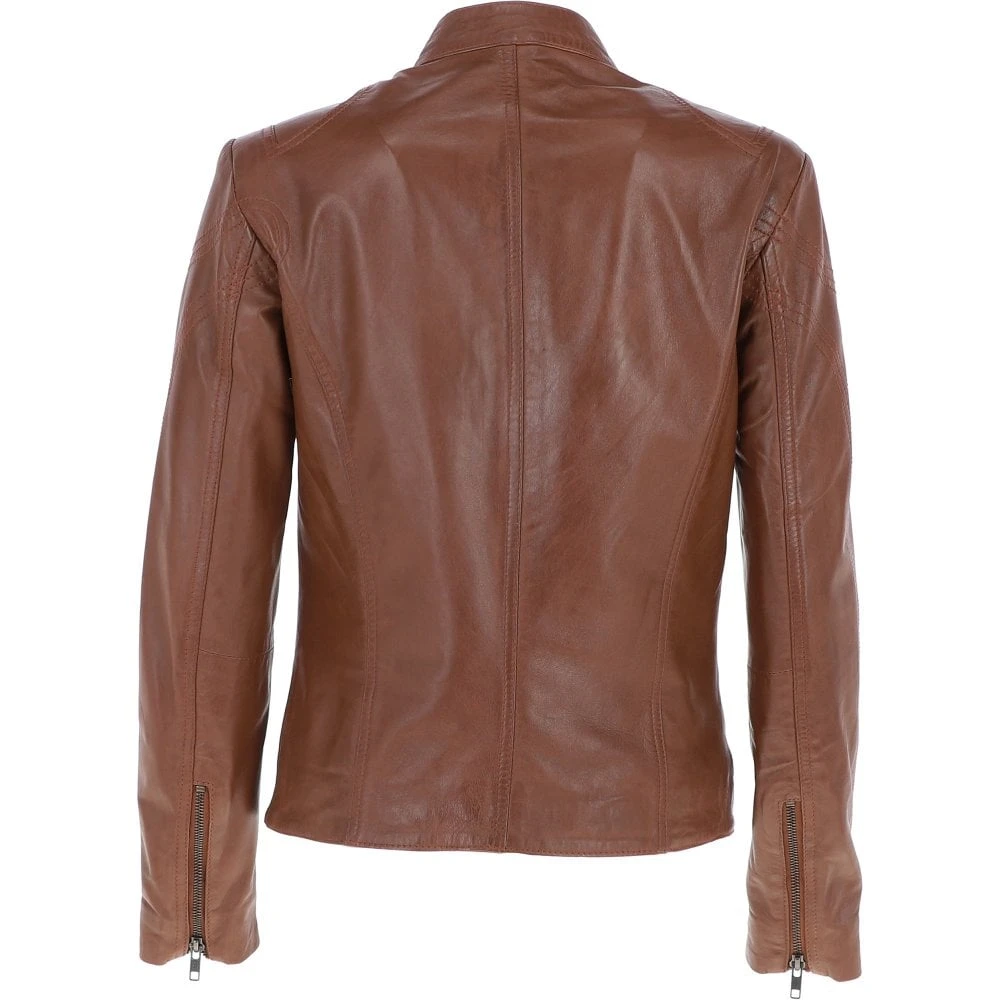 Leather Biker Jacket Cognac: Lola - Image 4