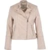 Leather Biker Jacket Cream: Casey