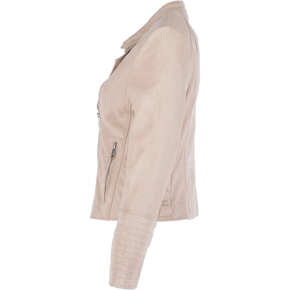 Leather Biker Jacket Cream: Casey - Image 2