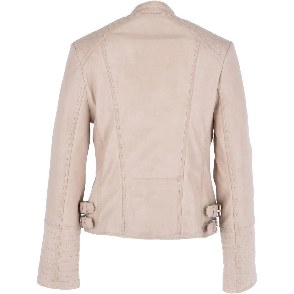 Leather Biker Jacket Cream: Casey - Image 3