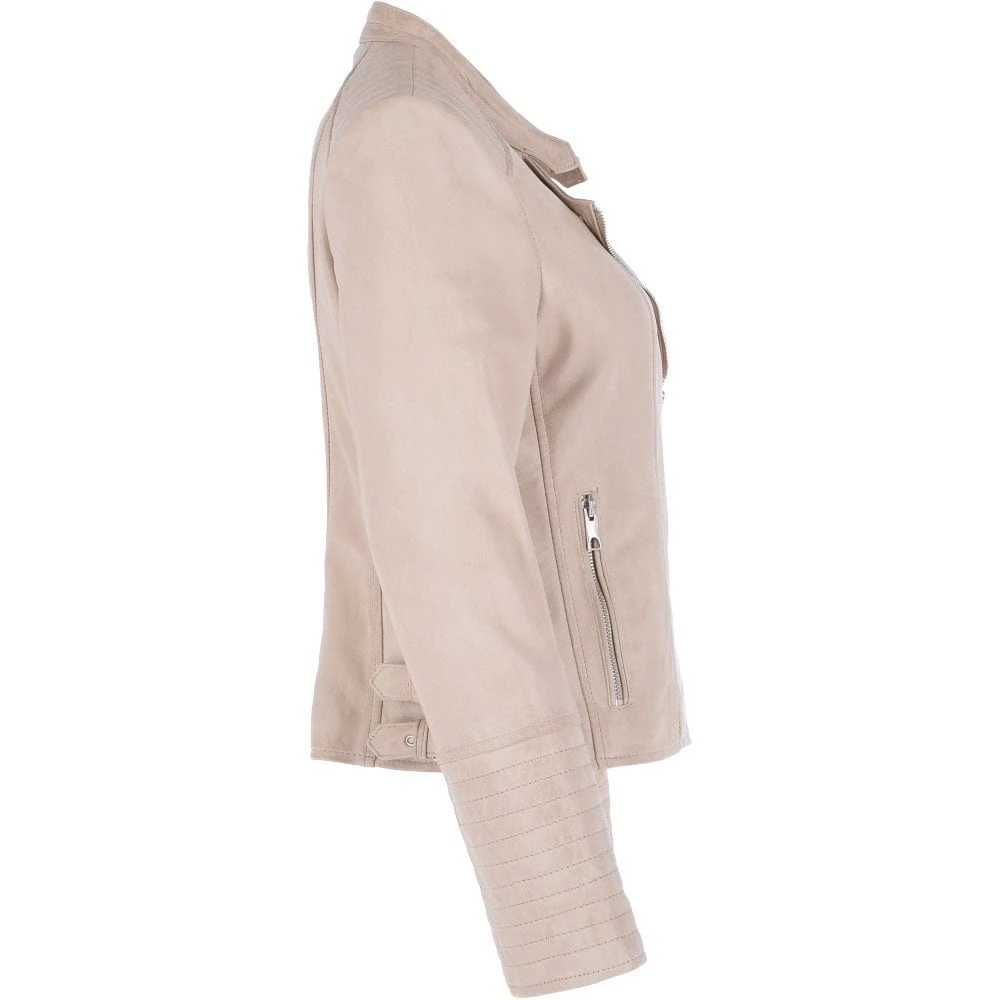 Leather Biker Jacket Cream: Casey - Image 4