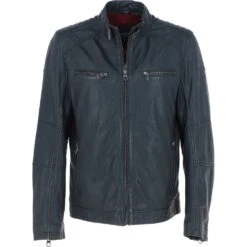 Leather Biker Jacket Midnight Navy: Lent 2