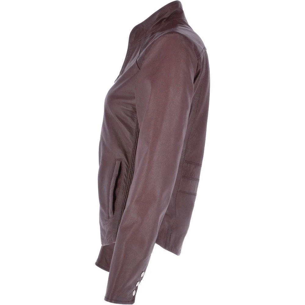 Leather Biker Jacket Oxblood : Aurora - Image 3