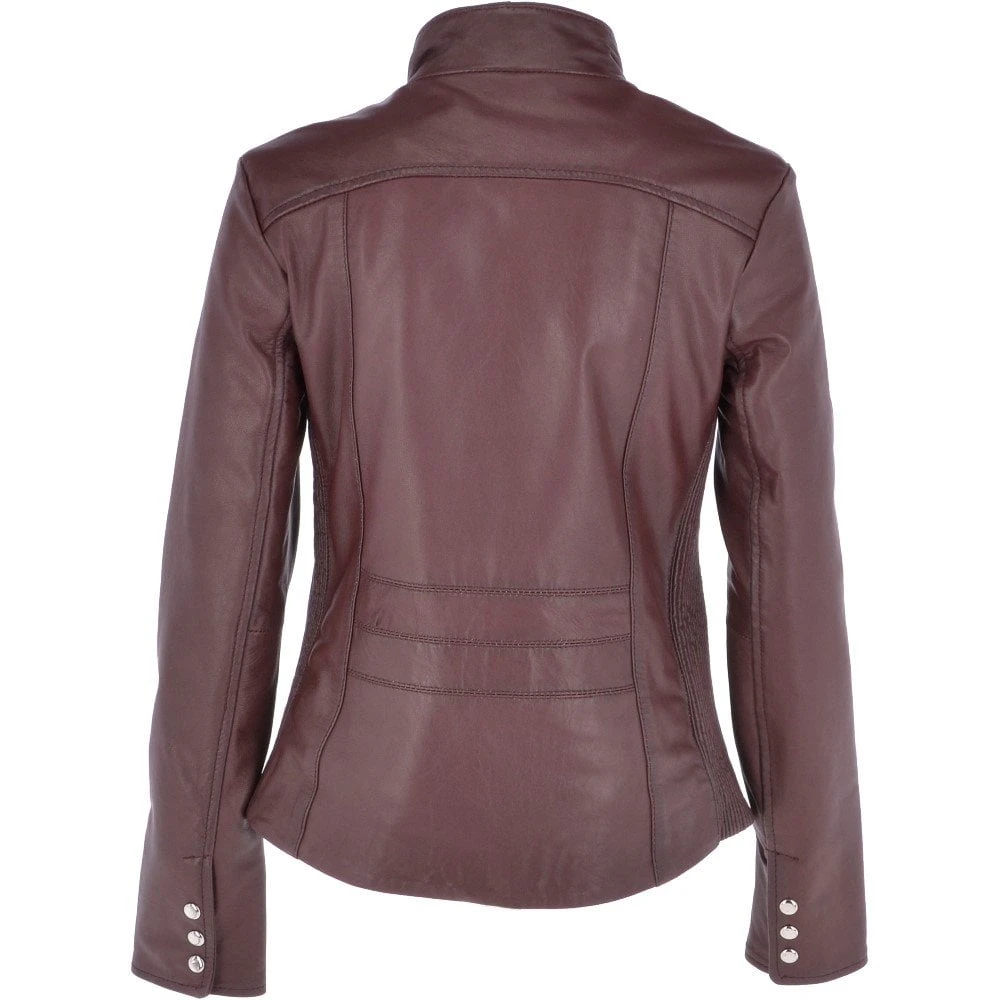 Leather Biker Jacket Oxblood : Aurora - Image 4