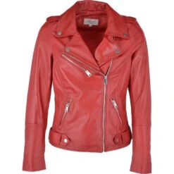 Leather Biker Jacket Red : Scarlett
