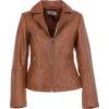 Leather Biker Jacket Tan : Zoey