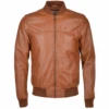 Leather Bomber Jacket Tan: Danny