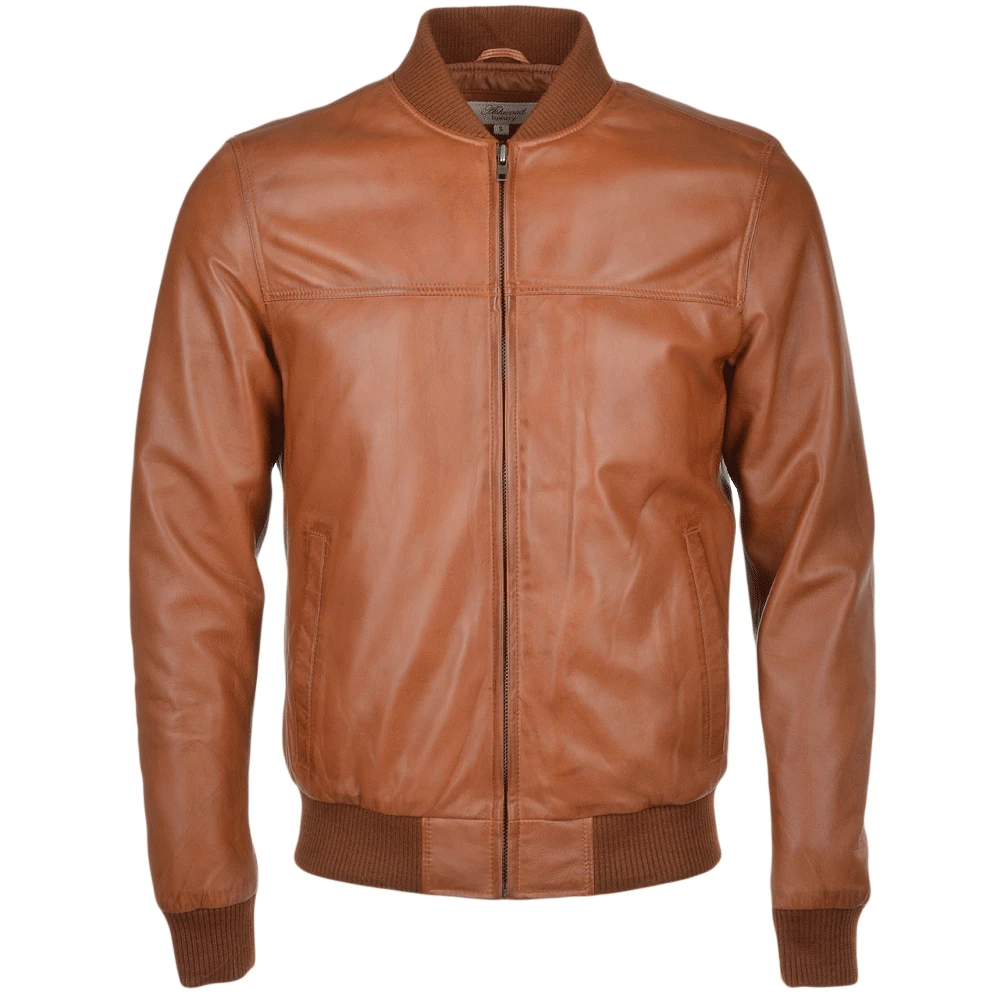 Leather Bomber Jacket Tan: Danny