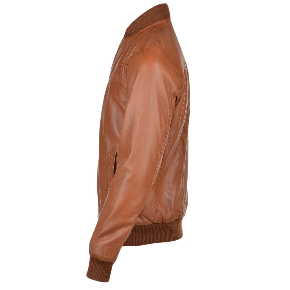 Leather Bomber Jacket Tan: Danny - Image 2