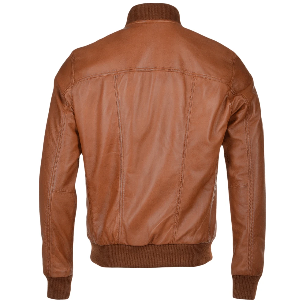 Leather Bomber Jacket Tan: Danny - Image 3