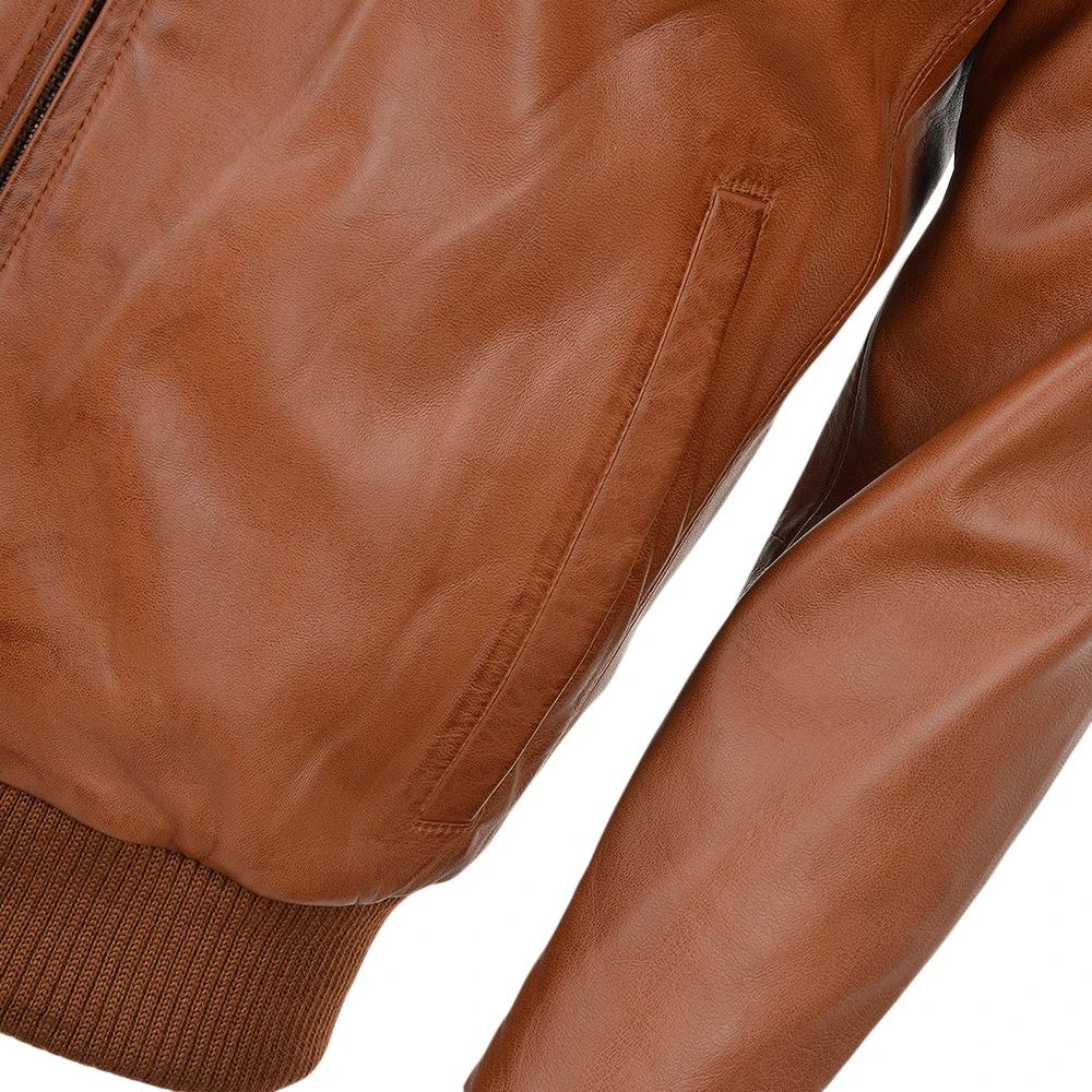 Leather Bomber Jacket Tan: Danny - Image 4
