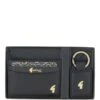 Leather Card Holder & Key Ring Gift Set Black: GB-303-GS