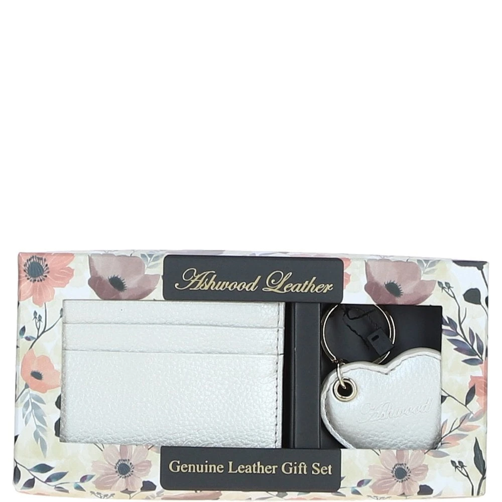 Leather Card Holder & Key Ring Gift Set Silver :slg-31342 - Image 2
