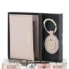 Leather Card Holder With Mirror & Key Ring Gift Set Blush :slg-31243