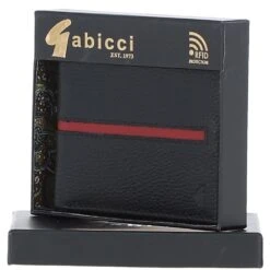 Leather Classic 8 Card Billfold Wallet Black/red: GB-127-IS