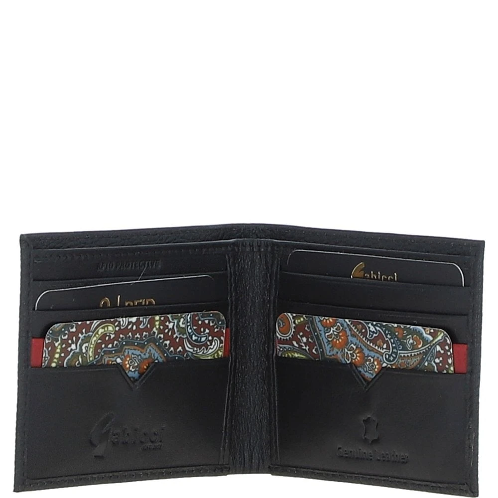 Leather Classic 8 Card Billfold Wallet Black/red: GB-127-IS - Image 2