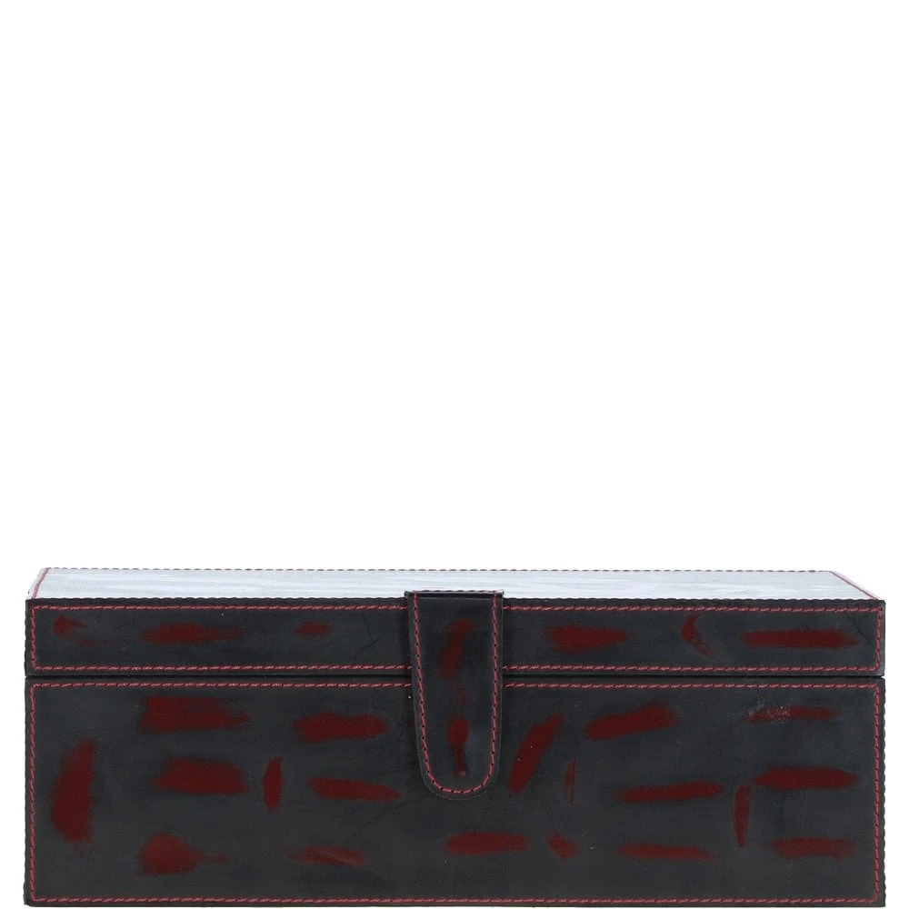 Leather Decorative Home Accessories Box Black/red: AGC-45