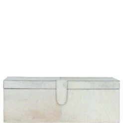 Leather Decorative Home Accessories Box Hair-on Hide Off White: AGC-60