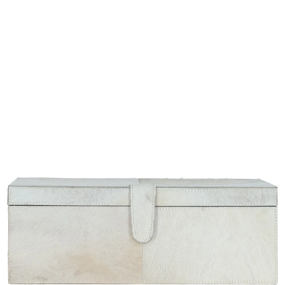 Leather Decorative Home Accessories Box Hair-on Hide Off White: AGC-60