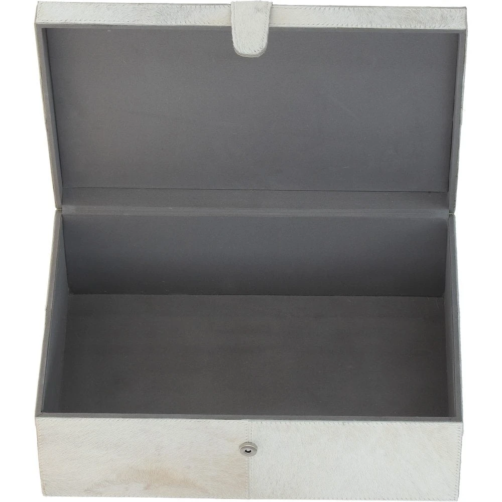 Leather Decorative Home Accessories Box Hair-on Hide Off White: AGC-60 - Image 2