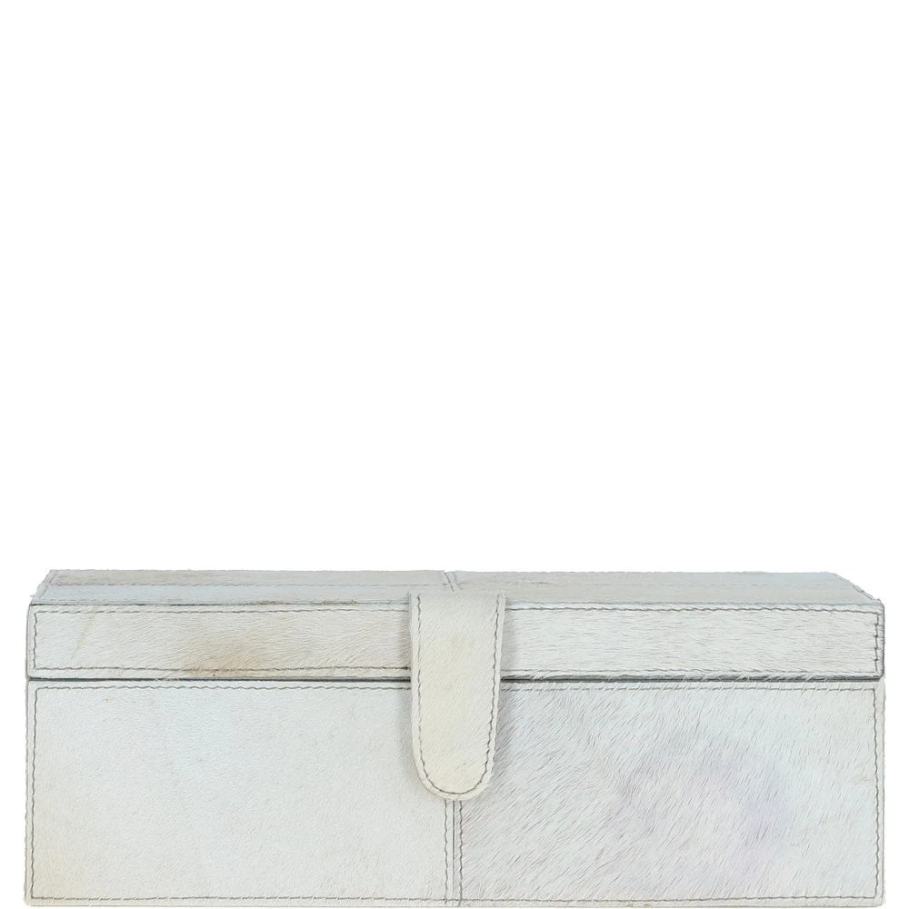Leather Decorative Home Accessories Box Hair-on Hide Off White: AGC-61