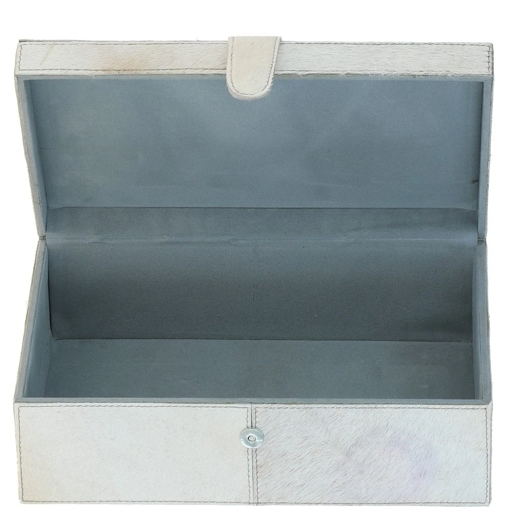Leather Decorative Home Accessories Box Hair-on Hide Off White: AGC-61 - Image 2
