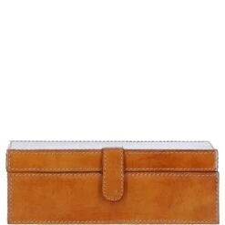 Leather Decorative Home Accessories Box Tan: AGC-87