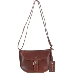 Leather Flap-Over Crossbody Bag Cognac: Violet